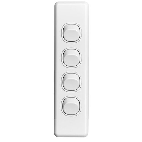 ARCHITRAVE SWITCH EXCEL 4 GANG LIGHT SWITCH 240V WHITE Carousel 1