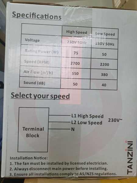 TANZINI 150MM TWO SPEED INLINE FAN Carousel 3