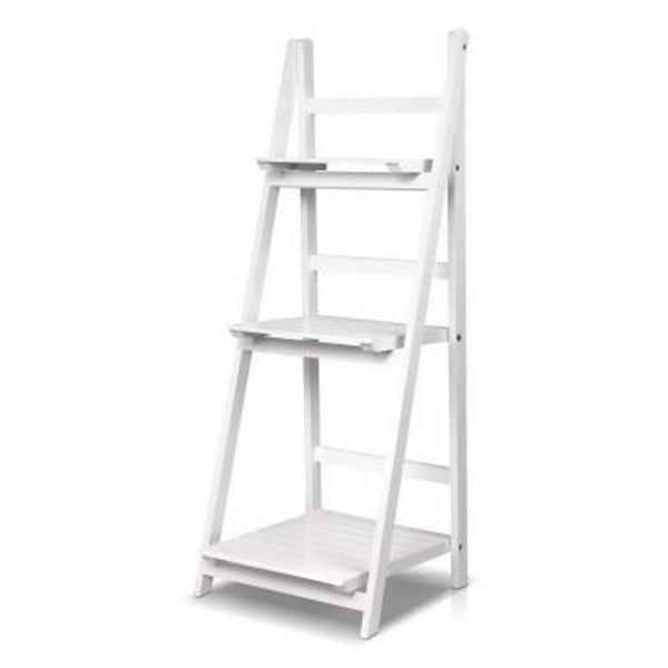 Display Shelf 3 Tier Wooden Ladder Storage Book Shelves Rack White Carousel 1