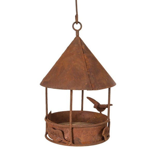 40x23cm Hanging Metal Bird Feeder Rusty Ornament Hanging Home Garden Yard Dcor Carousel 1