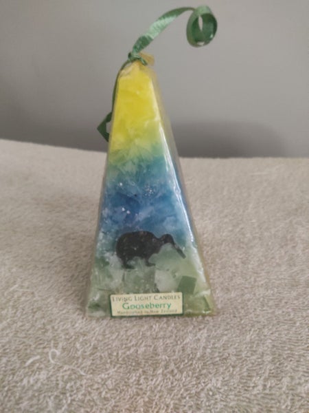 Green/Blue/Yellow Pyramid Candle - Gooseberry Carousel 1