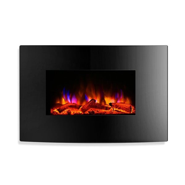 Devanti 2000W Wall Mounted Electric Fireplace Log Wood Heater Realistic Flame Carousel 1