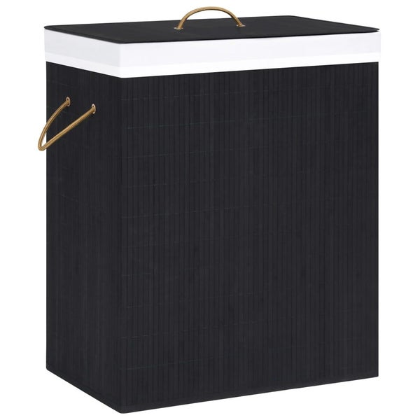 Bamboo Laundry Basket with 2 Sections Black 100 L Carousel 1