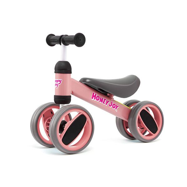 Baby Balance Bike With 4 Wheels And Limited Steering Pink Carousel 1