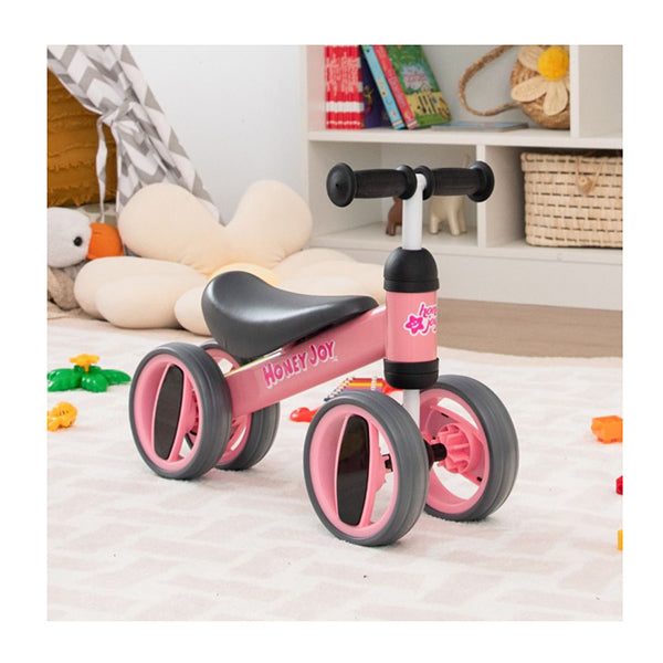 Baby Balance Bike With 4 Wheels And Limited Steering Pink Carousel 2