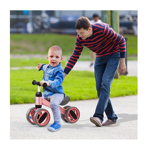 Baby Balance Bike With 4 Wheels And Limited Steering Pink Carousel 3