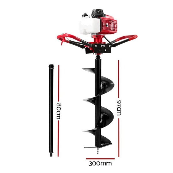 Petrol Post Hole Digger Drill 92cc Motor Fence Extension Auger Bits Borer Carousel 2