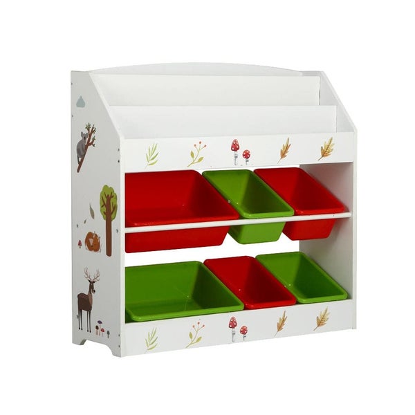 Kids Bookshelf Toy Box Organiser Children 6 Bins Display Shelf Storage Box Carousel 1