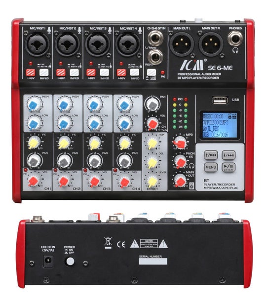 ICM SE6-ME 6 Channel Bluetooth/Effect/USB Player PRO Mixer (MX05) Carousel 1