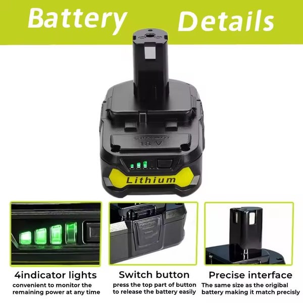 Ryobi Power Tools Battery Replacement 18V 3000mAh Li-ion P103 Carousel 2