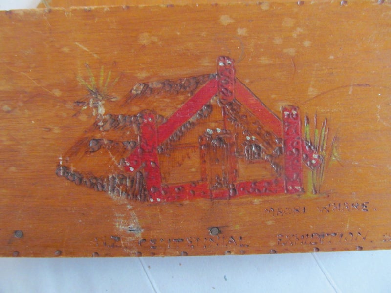 RARE TO FIND NZ CENTENNIAL EXHIBITION POKER WORK LETTER HOLDER WITH MAORI WHARE Carousel 2