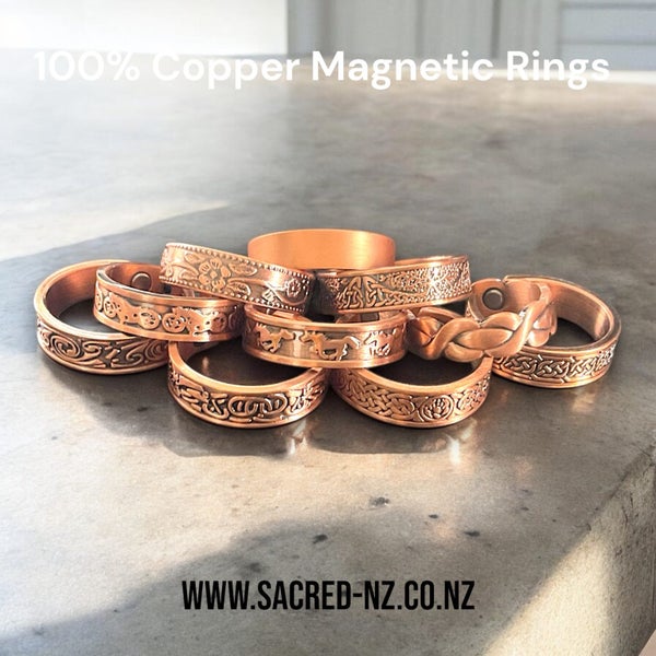 Copper Ring 100% solid Copper 2 Magnets celtic weave Carousel 9