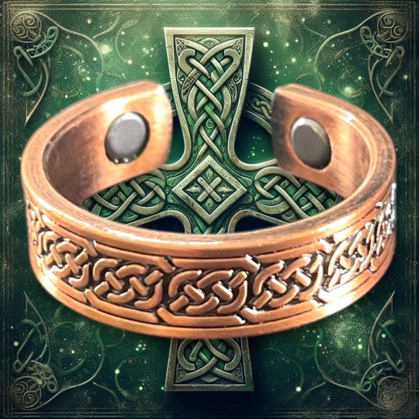 Copper Ring 100% solid Copper 2 Magnets celtic weave Carousel 1