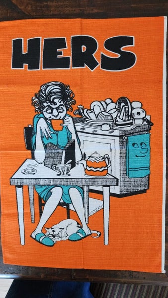 ~" HERS Vintage Linen Tea Towel "~ Carousel 2