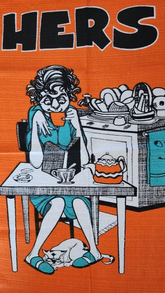 ~" HERS Vintage Linen Tea Towel "~ Carousel 1
