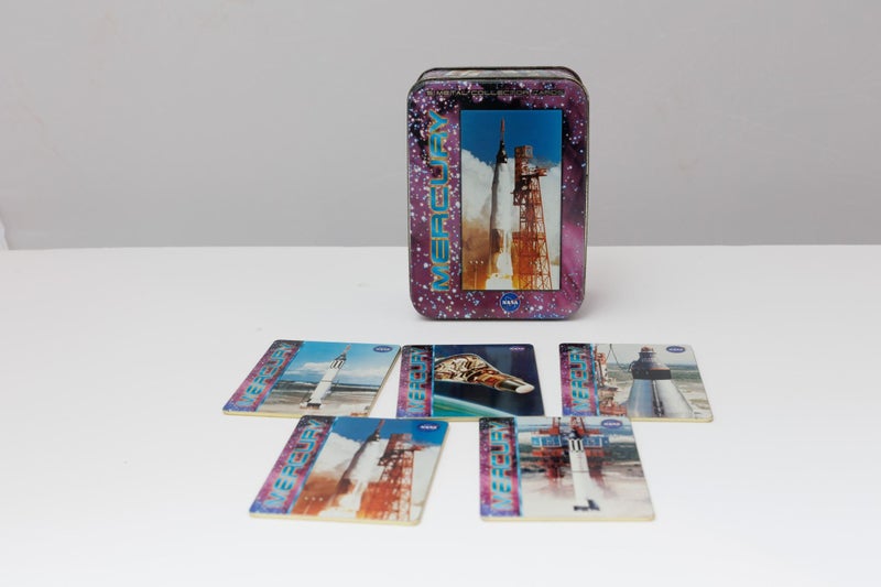 NASA Mercury Metal Trading Cards in tin (set of 5) Carousel 1
