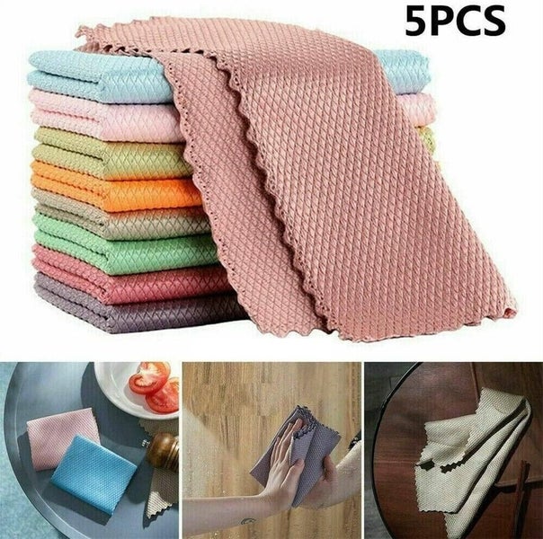 Cinvo 30x40 cm Fish Scale Microfiber Cloth 5Pcs Polishing Cleaning Rag Lint Carousel 1