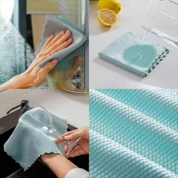 Cinvo 30x40 cm Fish Scale Microfiber Cloth 5Pcs Polishing Cleaning Rag Lint Carousel 9