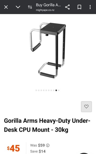 Gorilla Arms Heavy-Duty Under-Desk CPU Mount - 30kg Carousel 1