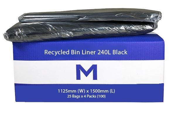 Wheelie Bin Liner,Rubbish Bags 240L,Black, 1125mm x 1500mm x 50mu(Pack Of 25) Carousel 1