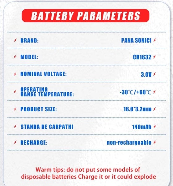 Panasonic CR1632 Lithium battery High Quality Battery -1pc #AB209 Carousel 3