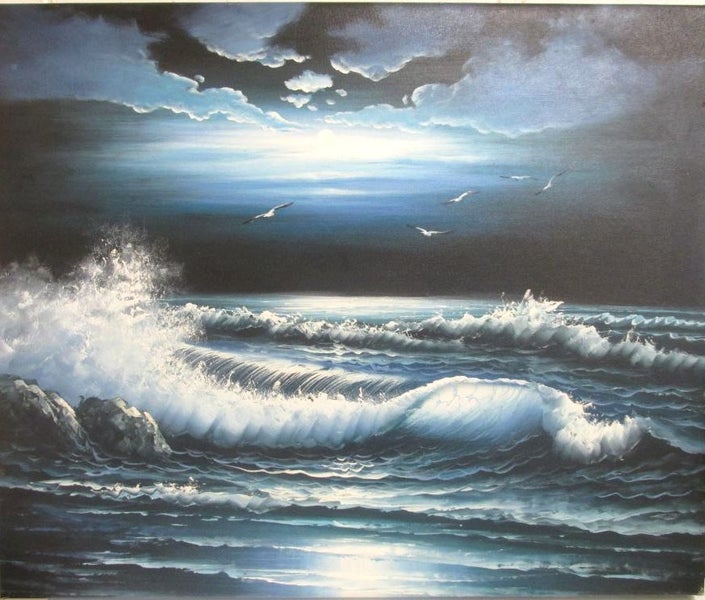 Stunning seascape, boxed, framed ready to hang canvas. Carousel 1