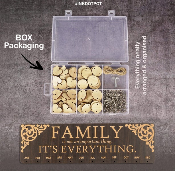 Inkdotpot Wooden DIY Birthday Calendar Plaque, Farmhouse Gift for Grandparents Carousel 8