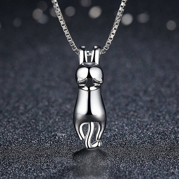 Hang In There Necklace - Silver, Cat, Kitty, Jewellery, Subtle, Classy Carousel 1