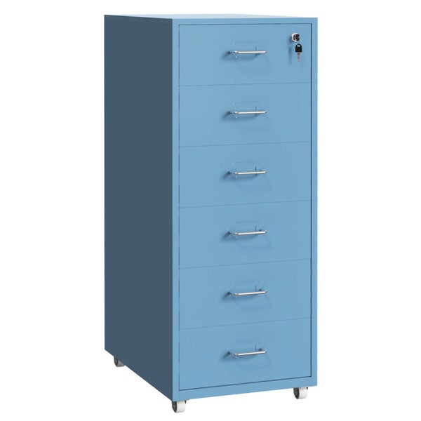 Gorilla Office - Mobile Metal 6 Drawer Cabinet -Pastel Blue Carousel 2