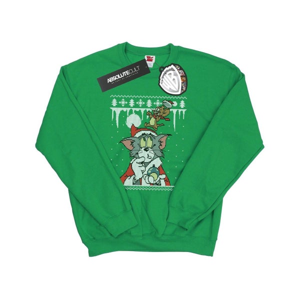 Tom And Jerry Mens Christmas Fair Isle Sweatshirt Carousel 1