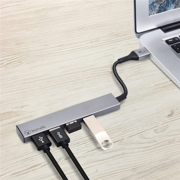 Bonelk Long-Life USB-A to 4 Port USB 3.0 Slim Hub - Space Grey [ELK-80024-R] Carousel 5