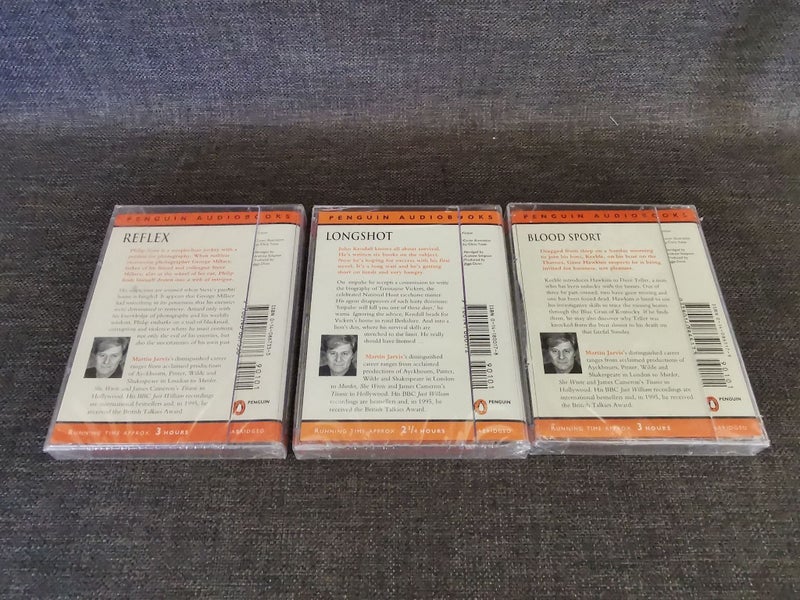 3 Audio Cassettes -Dick Francis -Reflex - Longshot & Blood Sport -New & Sealed Carousel 2