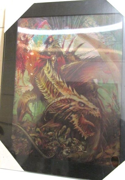 Framed 3D Dragons print, 46cm x 36cm. 3 different pictures Carousel 2