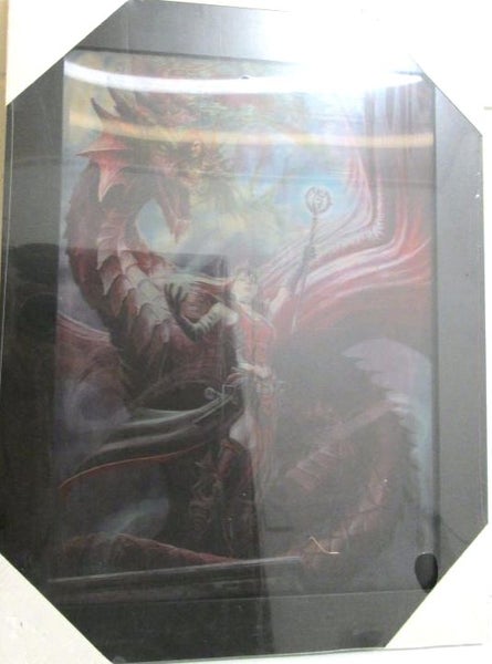 Framed 3D Dragons print, 46cm x 36cm. 3 different pictures Carousel 3