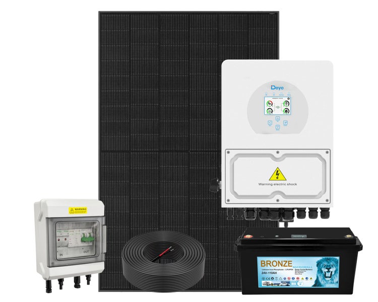 5 Panels 24V Small Home Solar System - 3kW Hybrid Inverter 110Ah Battery Carousel 1