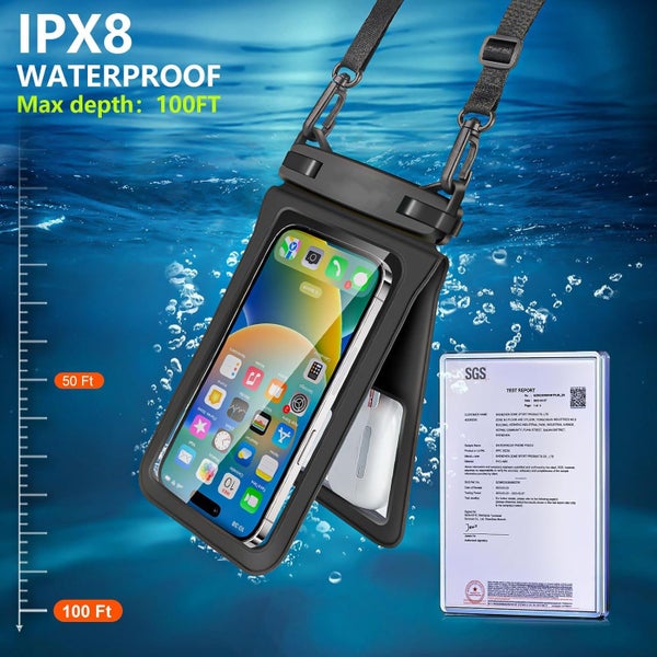 NEW Large Double Space Waterproof Phone Pouch Waterproof Phone Lanyard Case Carousel 1