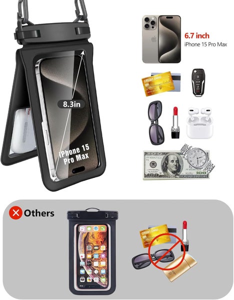 NEW Large Double Space Waterproof Phone Pouch Waterproof Phone Lanyard Case Carousel 6