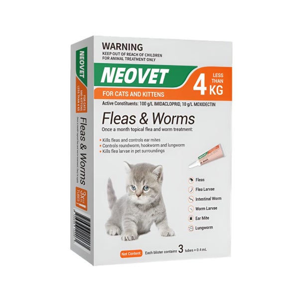 Neovet Flea + Worm For Kittens & Small Cats up to 4kg Carousel 1