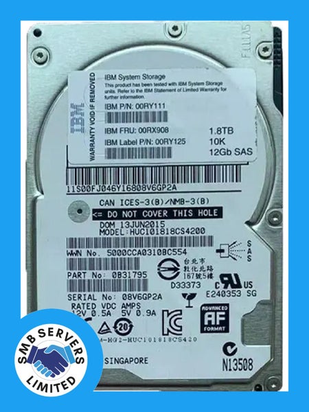 Lenovo 1.8TB SFF SAS 10K 12Gb/s HDD 00RY111 Carousel 1