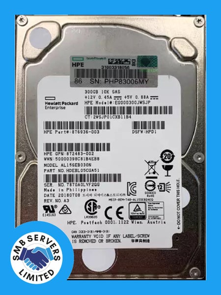 HPE 300GB SFF SAS 10K 12Gb/s HDD 872483-002 Carousel 1
