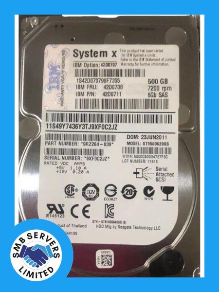 IBM 500GB SFF SAS 7.2K 6Gb/s HDD 42D0708 Carousel 1