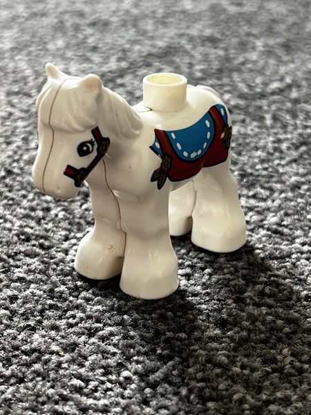 LEGO DUPLO® - 1 Horse Baby Foal Pony with Blue and Red Saddle and Red Bridle Carousel 1