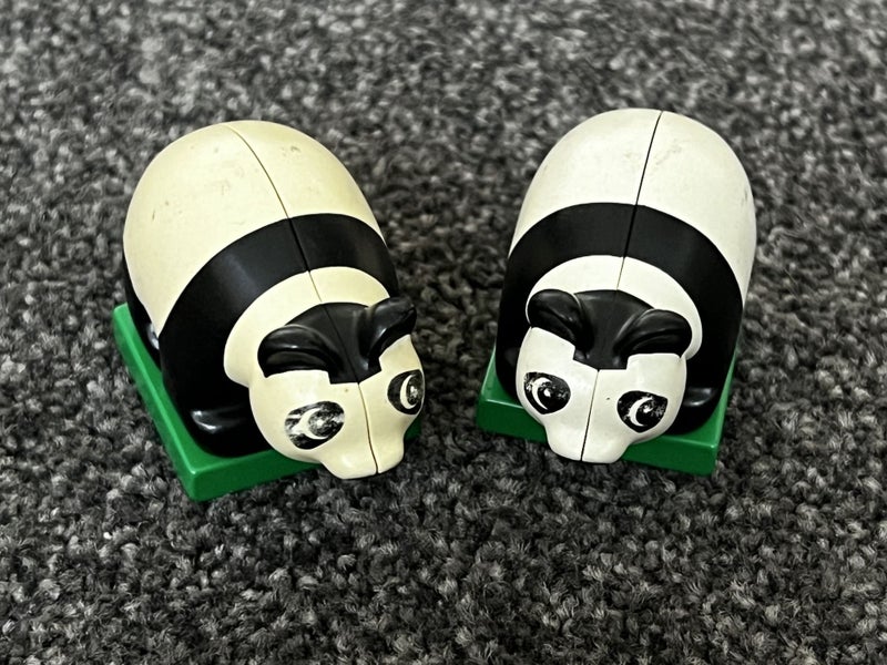 LEGO DUPLO® - 2 Panda Baby Cub on Green Base, Eyes looking Left Carousel 1