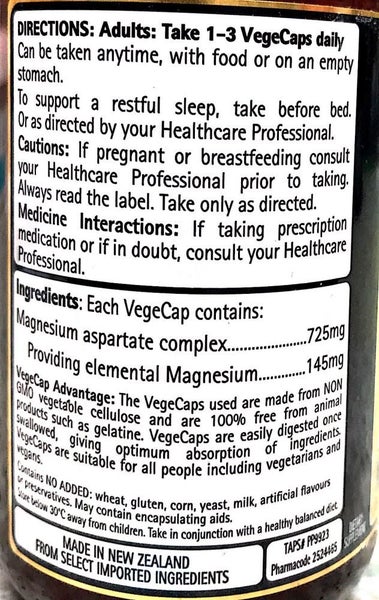Go Healthy Go Magnesium 725mg Asparate Complex 100 Vege Caps Carousel 2