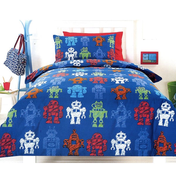 Robotic Blue Quilt Cover Set Single Carousel 1