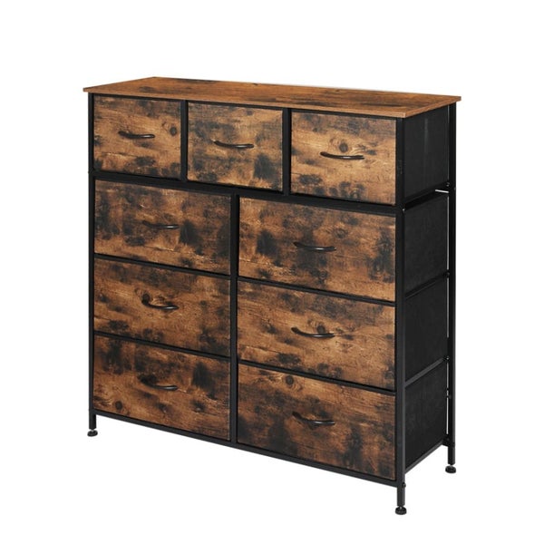 Storage Cabinet Tower Chest of Drawers Dresser Tallboy Drawer Retro Brown Carousel 1