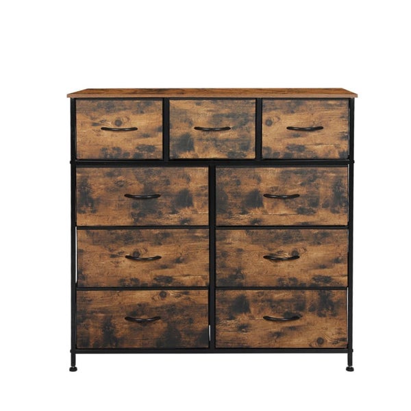 Storage Cabinet Tower Chest of Drawers Dresser Tallboy Drawer Retro Brown Carousel 2
