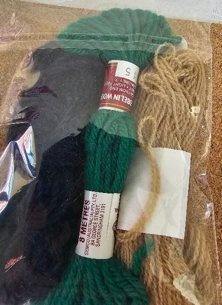 Tapestry Wool : Fawn Green and Navy Carousel 1