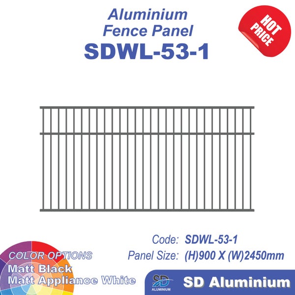 Aluminium Fence Panel - SDWL-53-1 - Range of Sizes and Colors Available Carousel 1