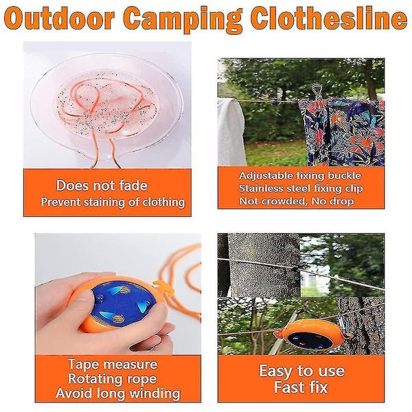 Portable Windproof Non-slip Retractable Punch-free Clothesline For Outdoor Trave Carousel 2